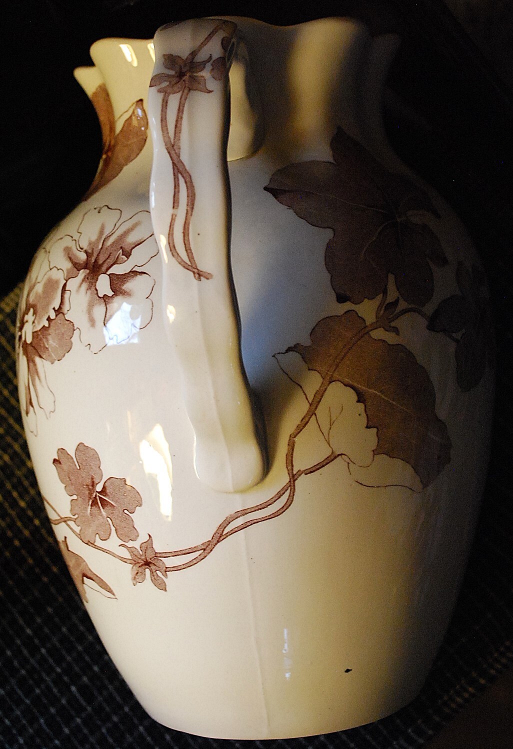 Antique ‘BETA’ Victorian Water Pitcher FURNIVALS IRONSTONE TRANSFERWARE POTTERY