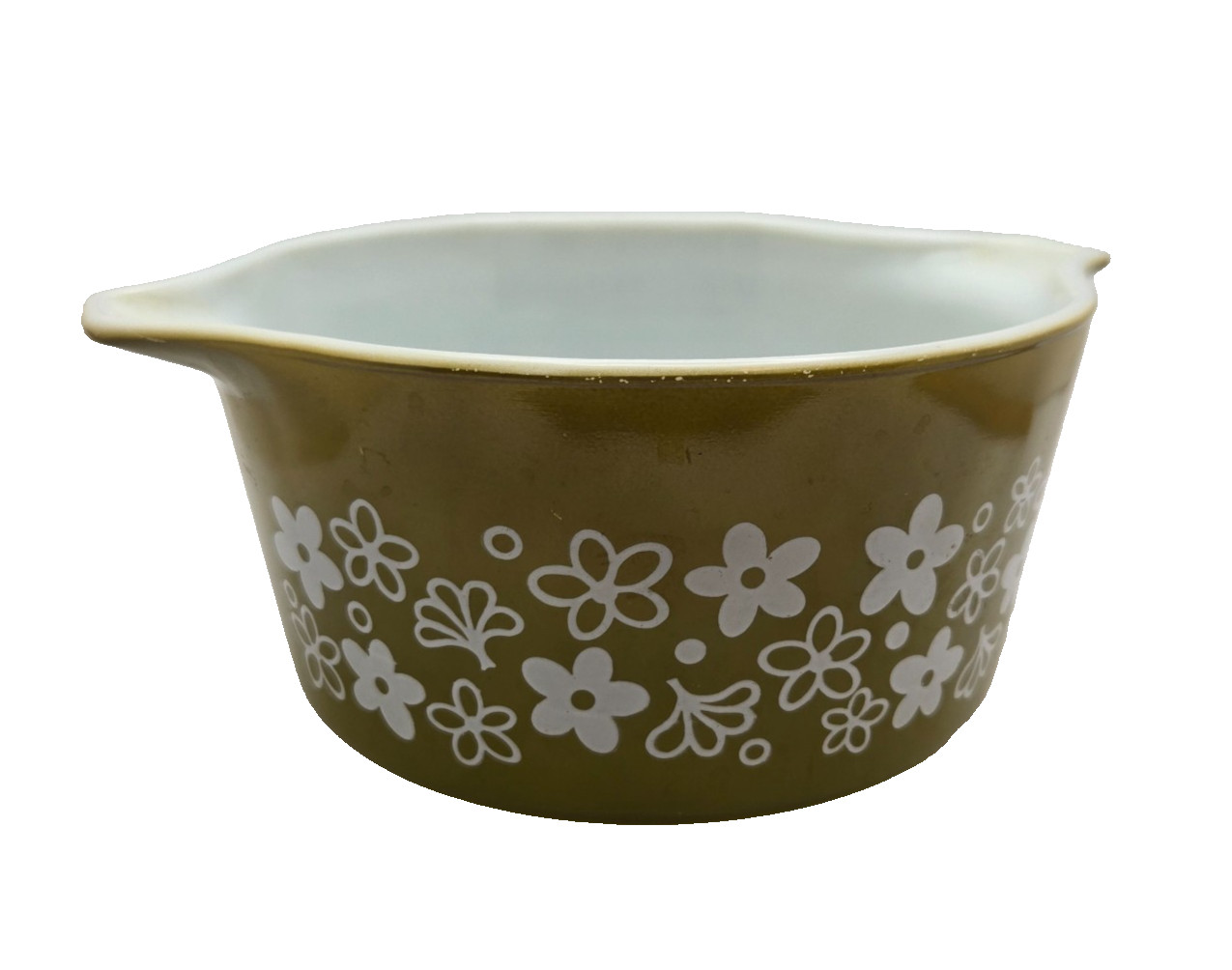 Vintage Pyrex 473 Spring Blossom Green Crazy Daisy 1 Qt Casserole Dish No Lid