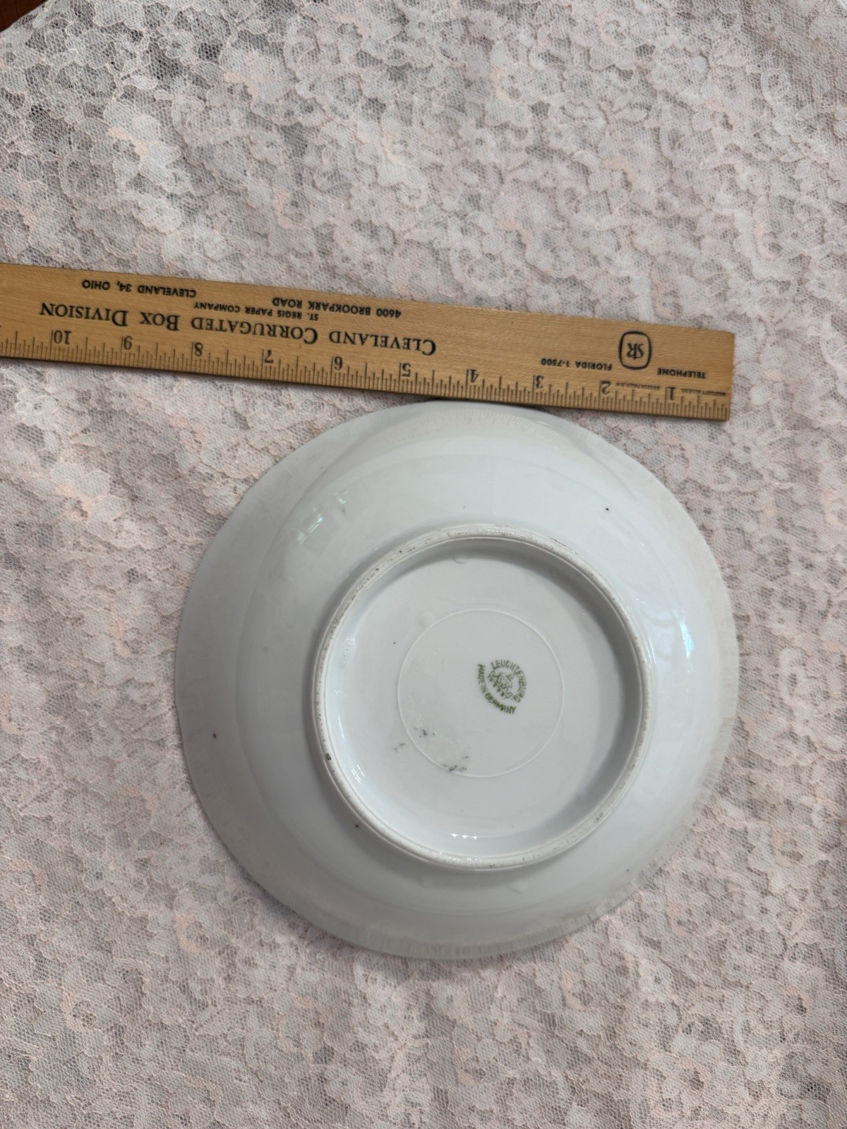 Haviland Porcelain Bowl White Pink Green Floral Rose Pattern Round Glossy