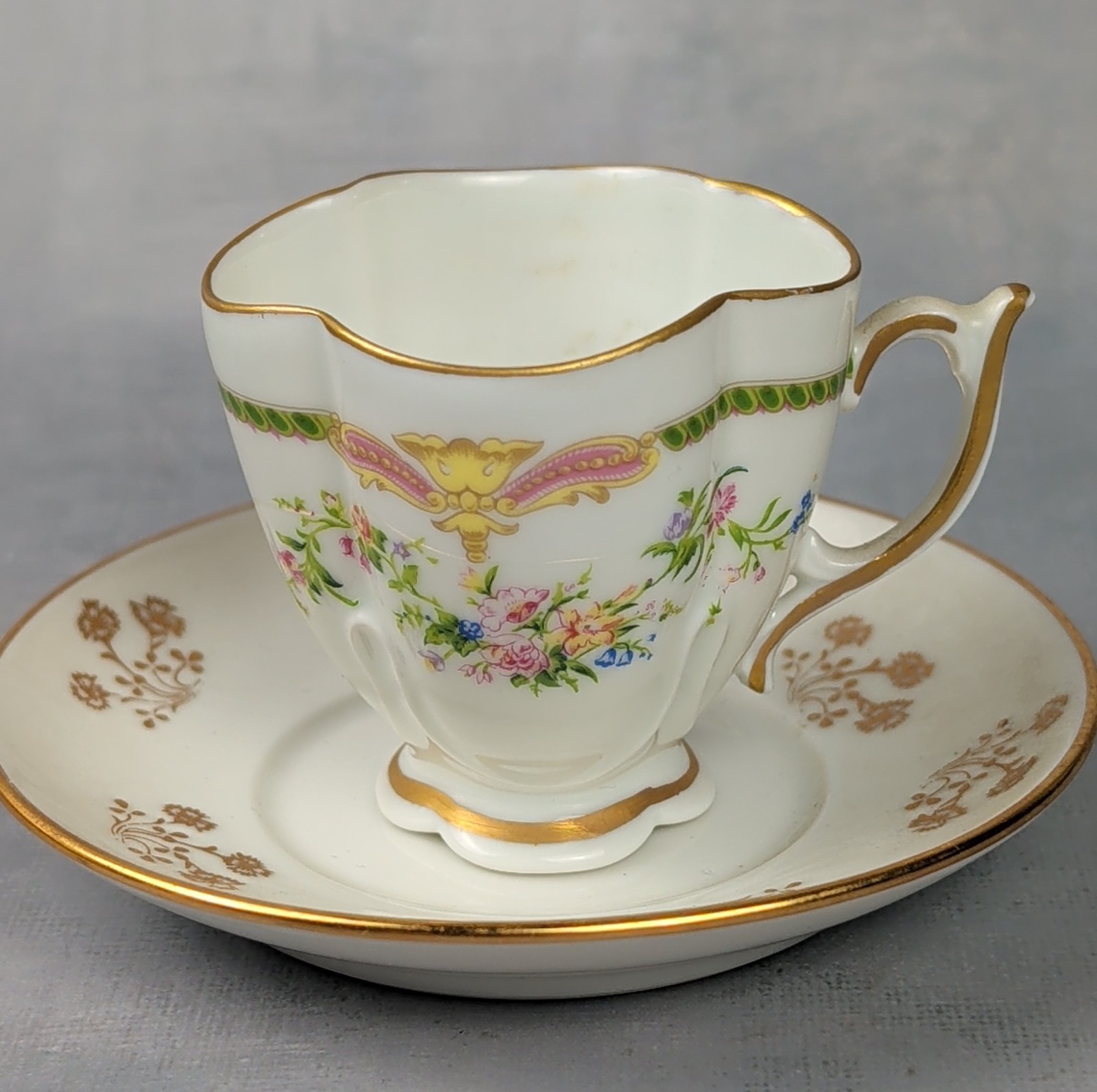 Blakeman & Henderson Limoges France Demitasse Cup Saucer Floral Gilt c1900
