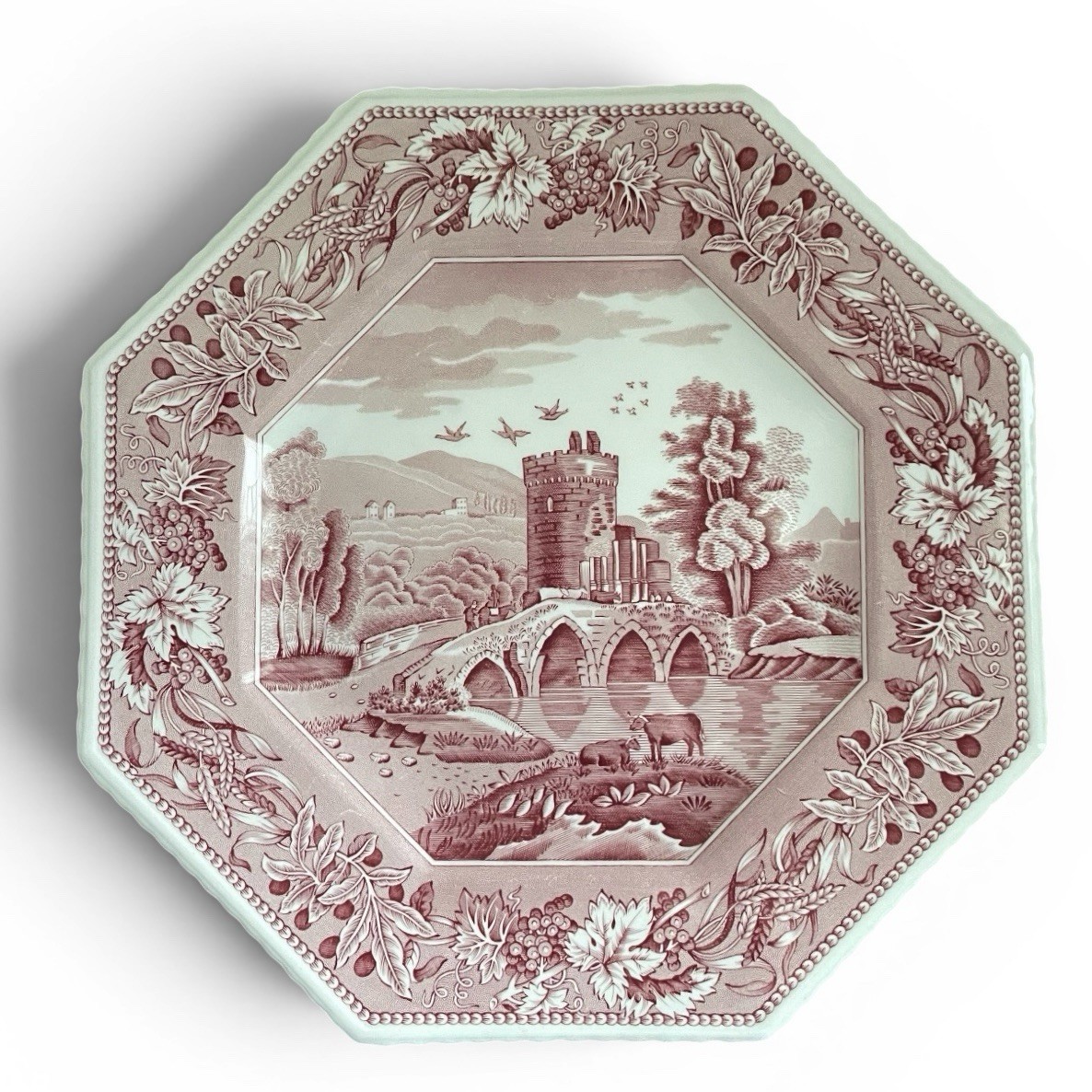 Collection of 5 Pink and White Plates Wall Collage Display Wreath Wall Decor