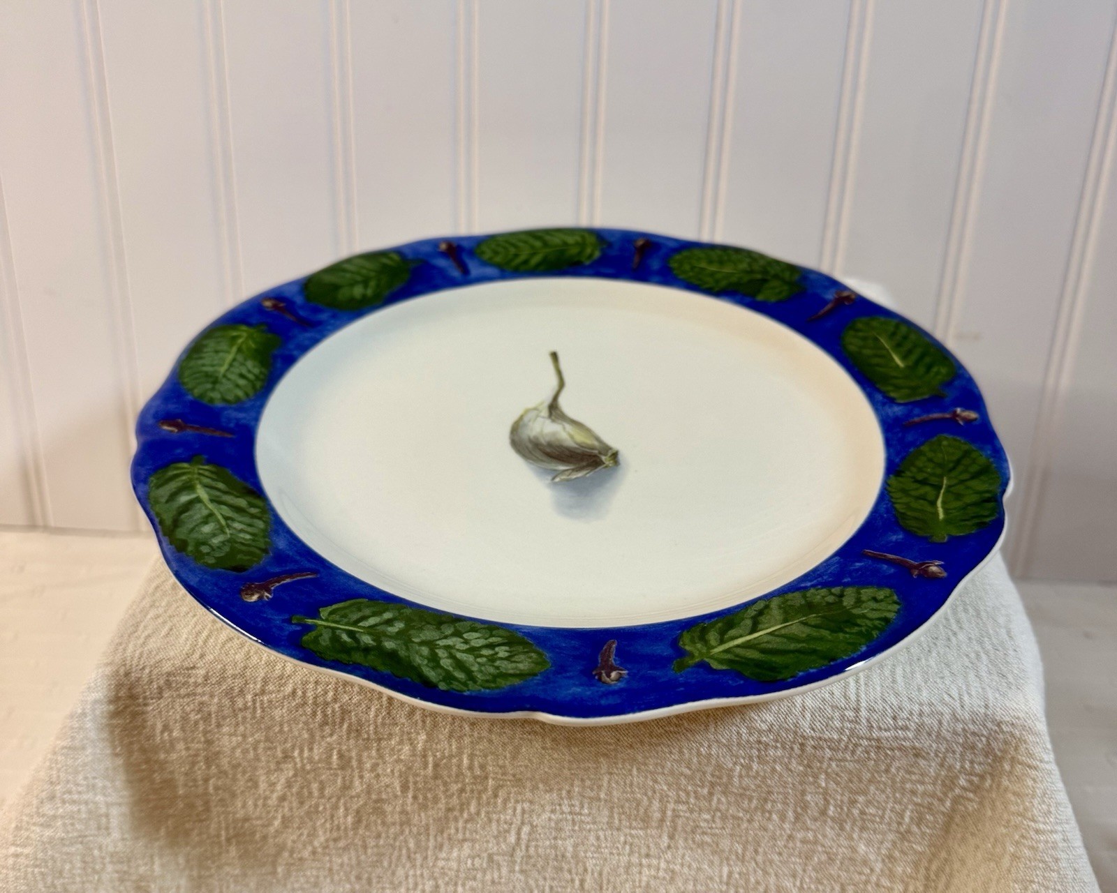 Poivre Et Sel Blue Vint. Set of 4 Salad Plates 8.75″ Faiencerie De Gien France