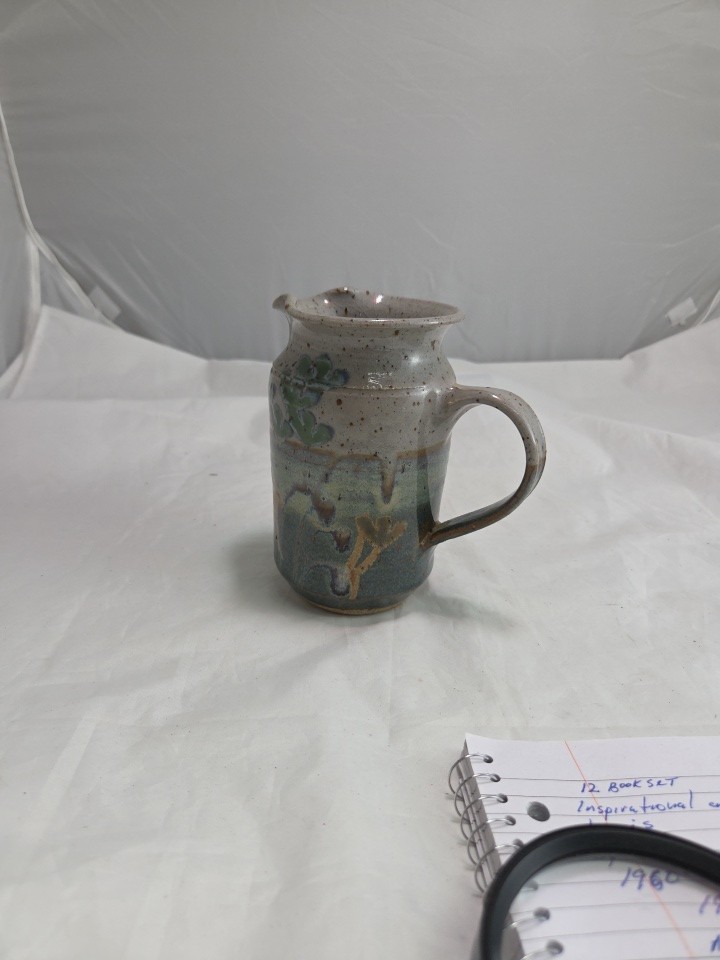Vintage STUDIO Art Hand Painted, Hand Crafted Drip Glaze Stoneware Pitcher.