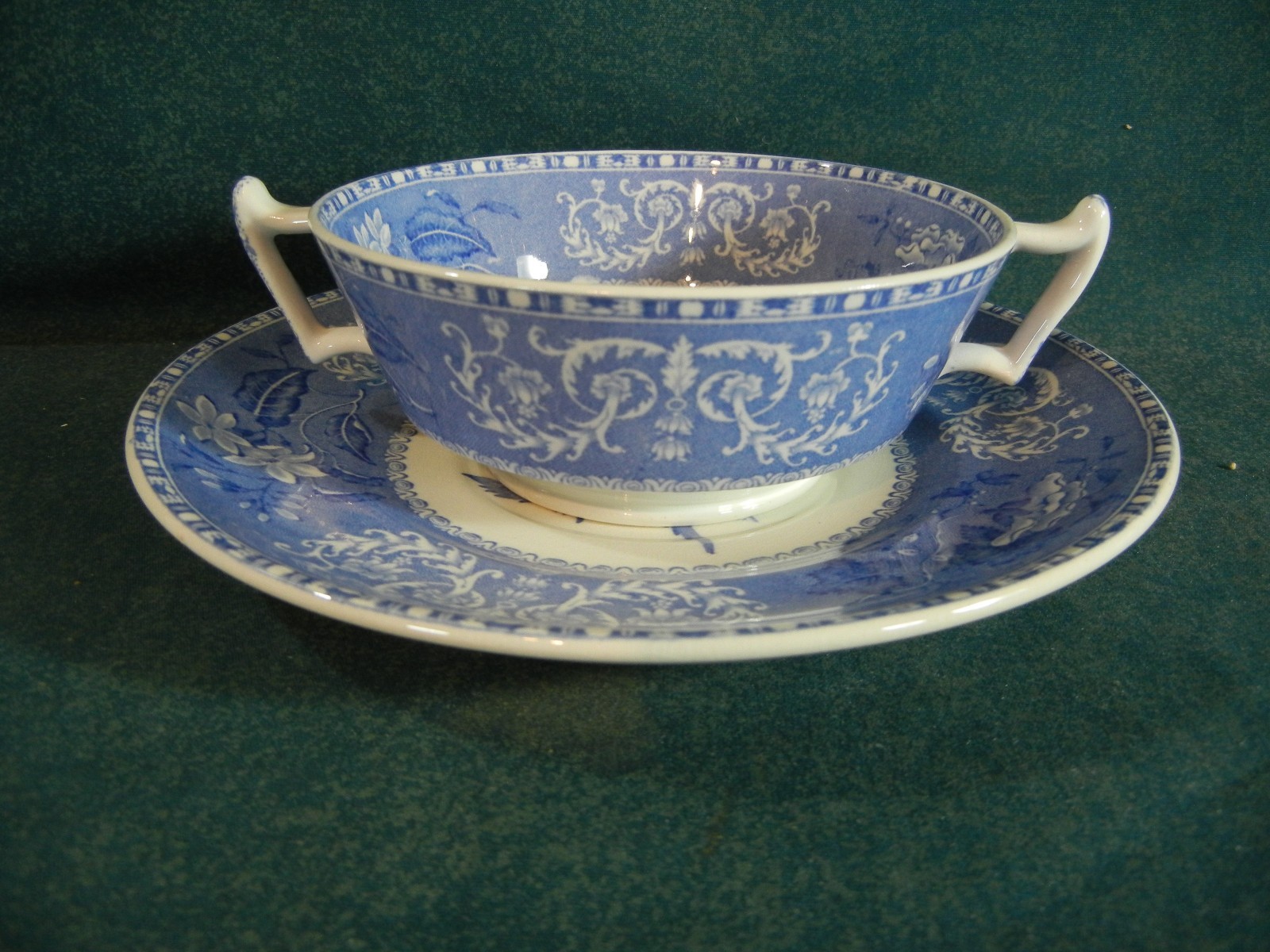 Copeland Spode Blue Camilla Cream Soup Bowl With Under Plate Set