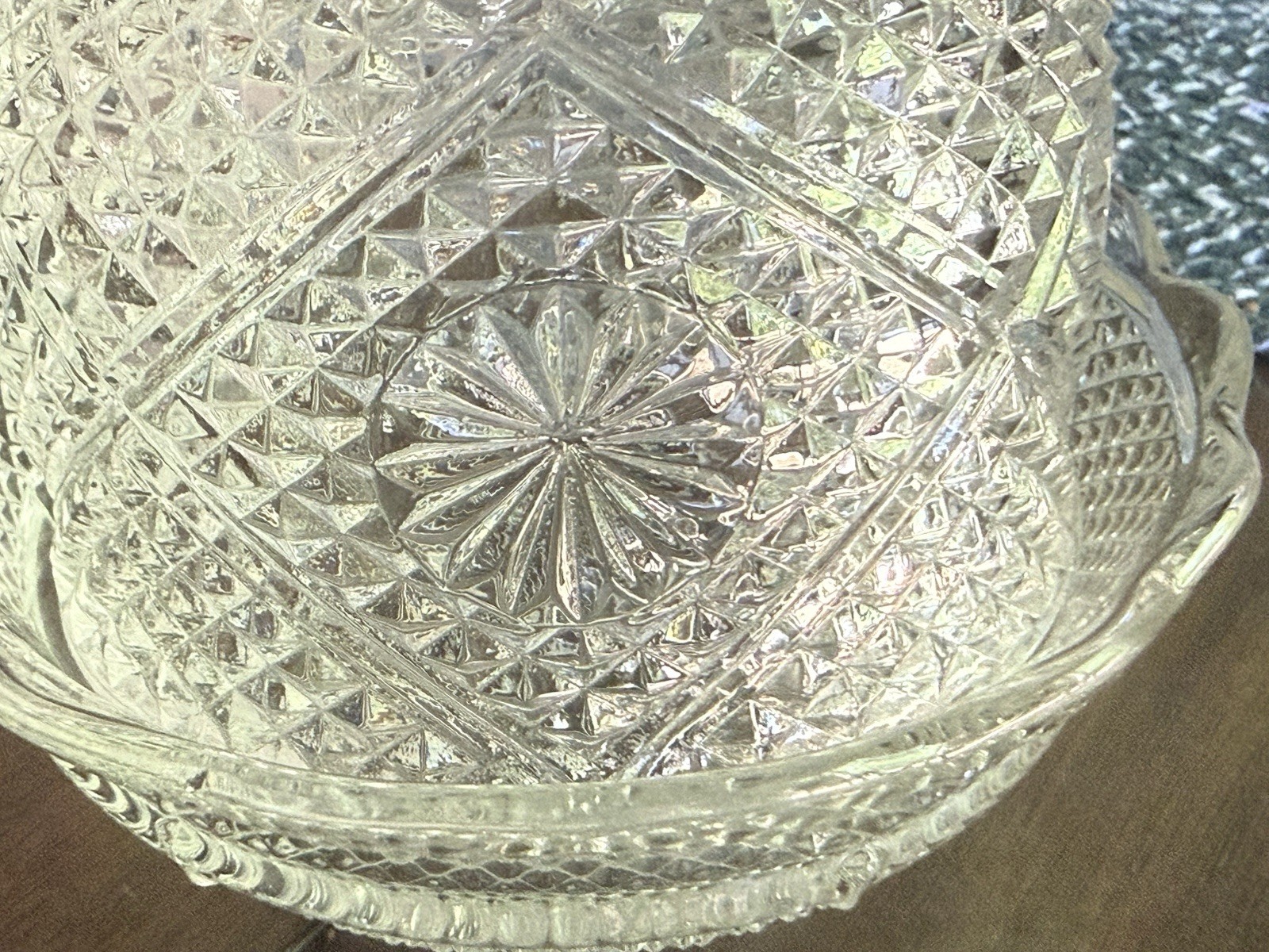 Vintage Pressed Glass Covered Candy Dish Dresser Jar With Underplate