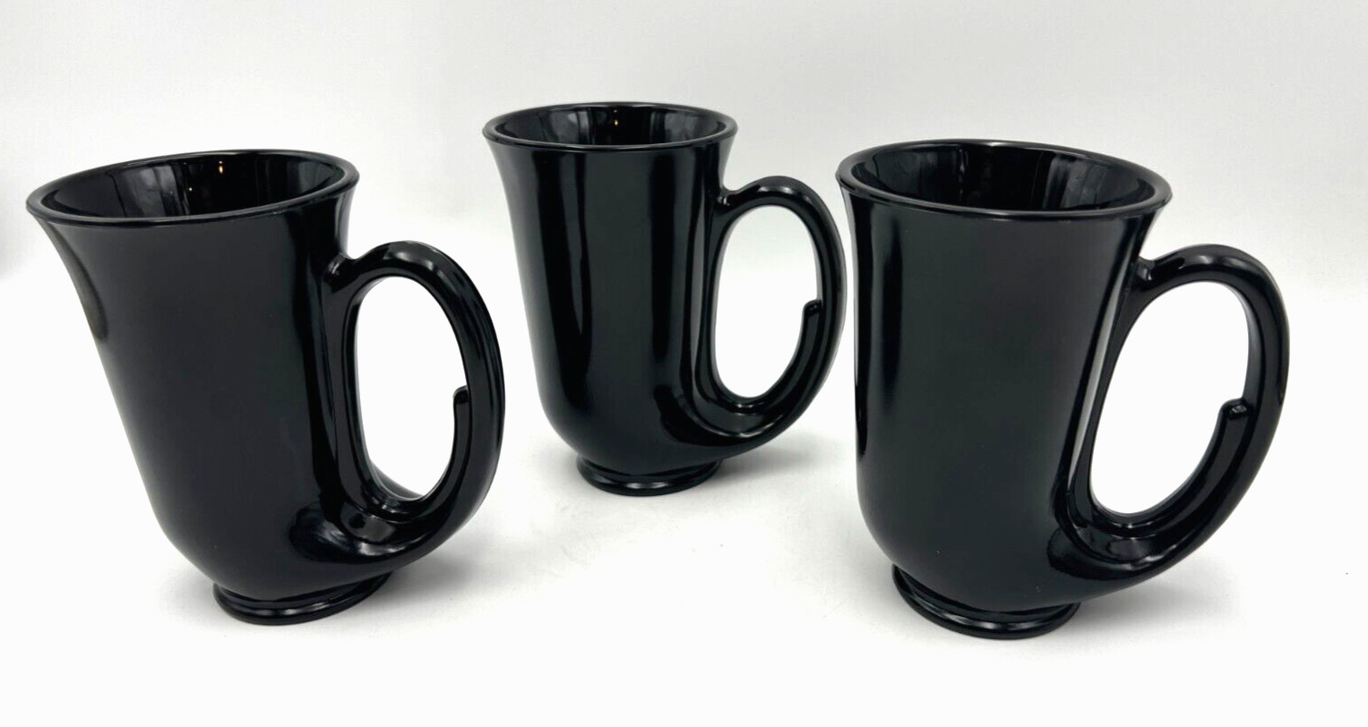 Indiana Glass Tiara Black Hunter’s 12 oz Horn Mugs – Set of 3