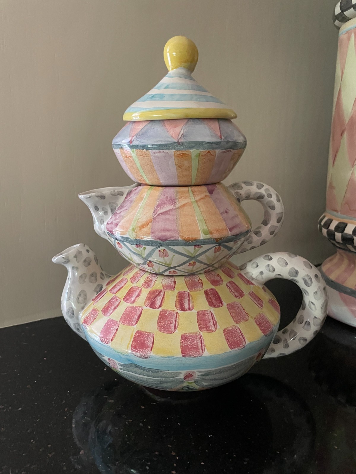 Vintage Mackenzie Childs High Tea Set Pot Creamer Sugar WALLCOURT IMRIE 4 piece