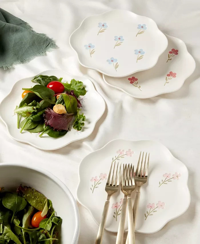 Haven Floral Scalloped Salad Plates 9 in. Set of 4