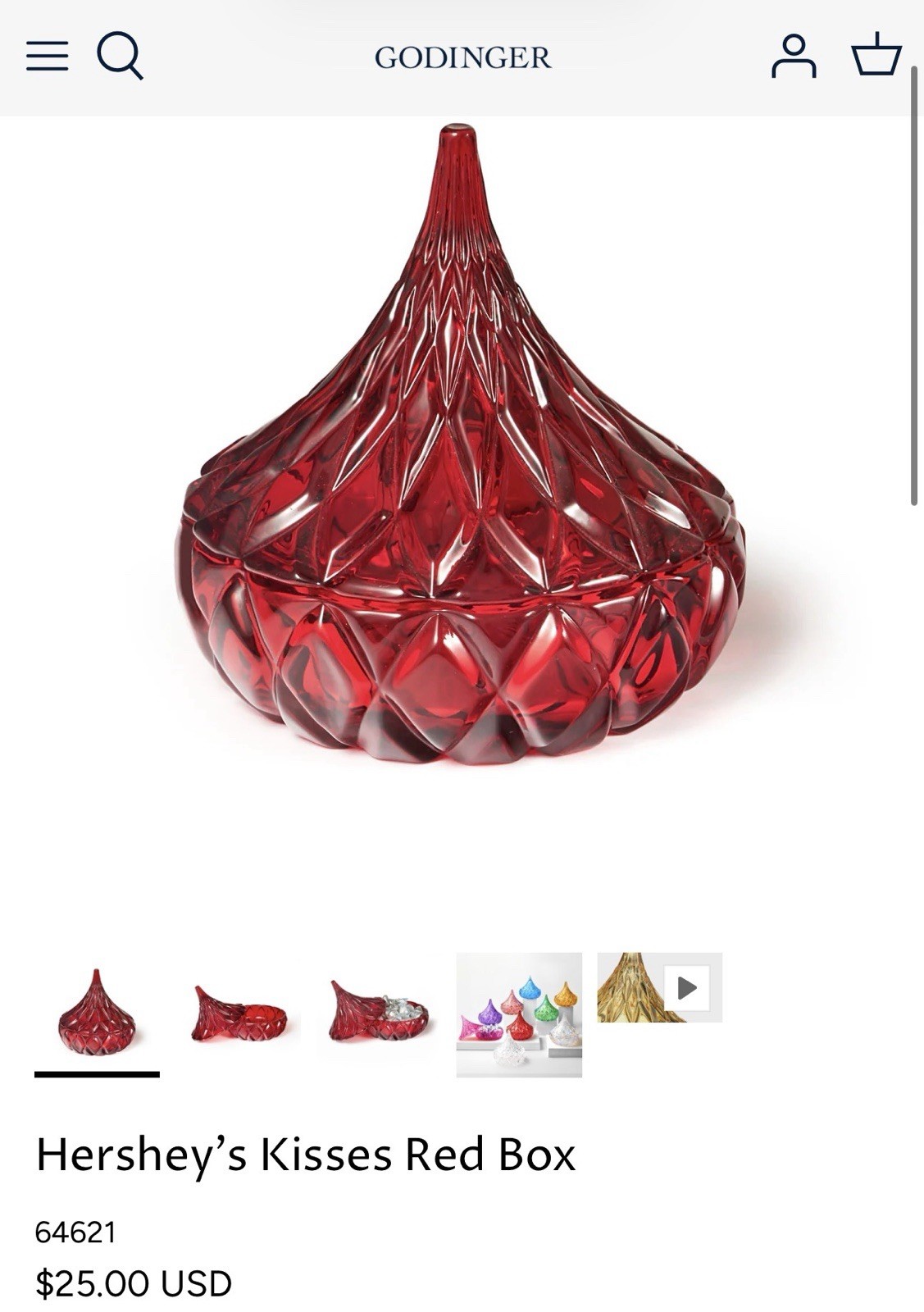 Hershey’s Kisses Crystal Covered Candy Dish Red, Godinger Silver Art 64621