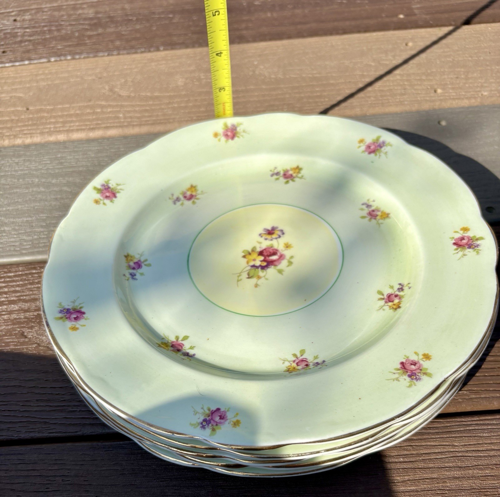 Set Of 5 Vintage Foley Bone China 11” Dinner Chop Plates E Brain Co England