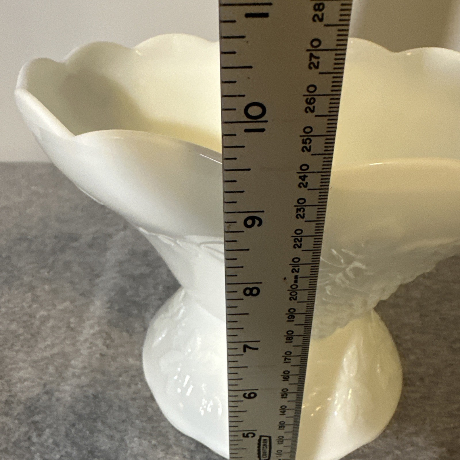 VTG Anchor Hocking Milk Glass Harvest Grape Punch Bowl Set Base 10 Cup Scalloped