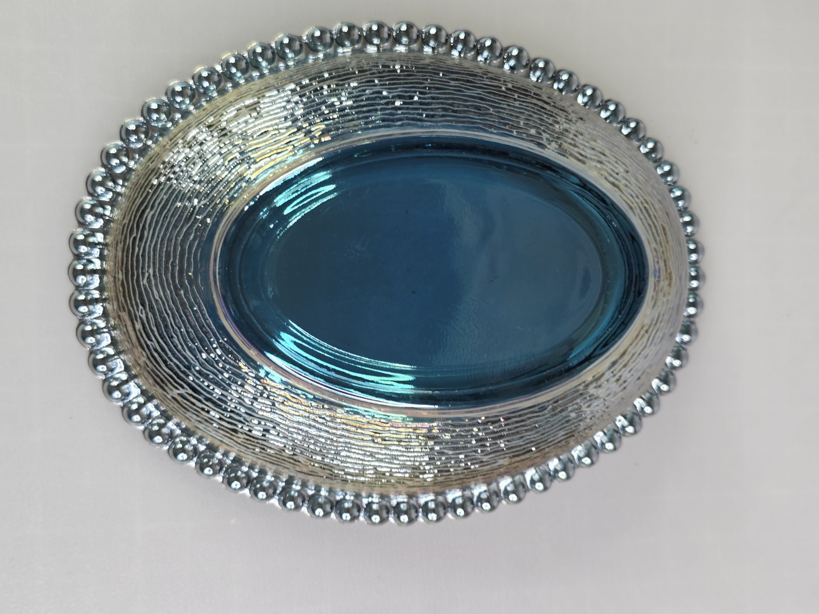 VTG Indiana Glass Iridescent Carnival Blue Hen On Nest Covered Candy Dish 7″ !!!