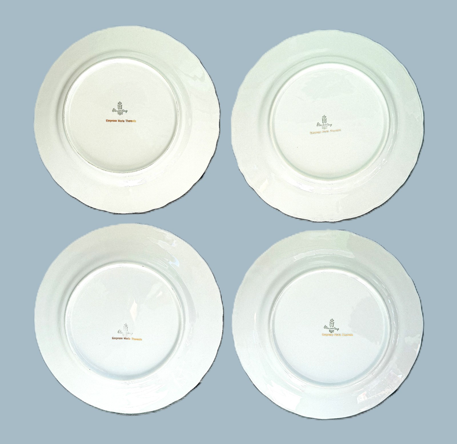 Winterling Bavaria Germany Empress Maria Dinner Plates w/Gold Trim – Set of 4
