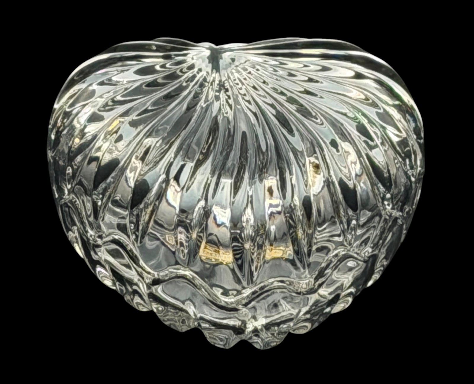 Vintage Zajecar 24% Lead Crystal Heart Box Candy Dish Jewelry Box Yugoslavia