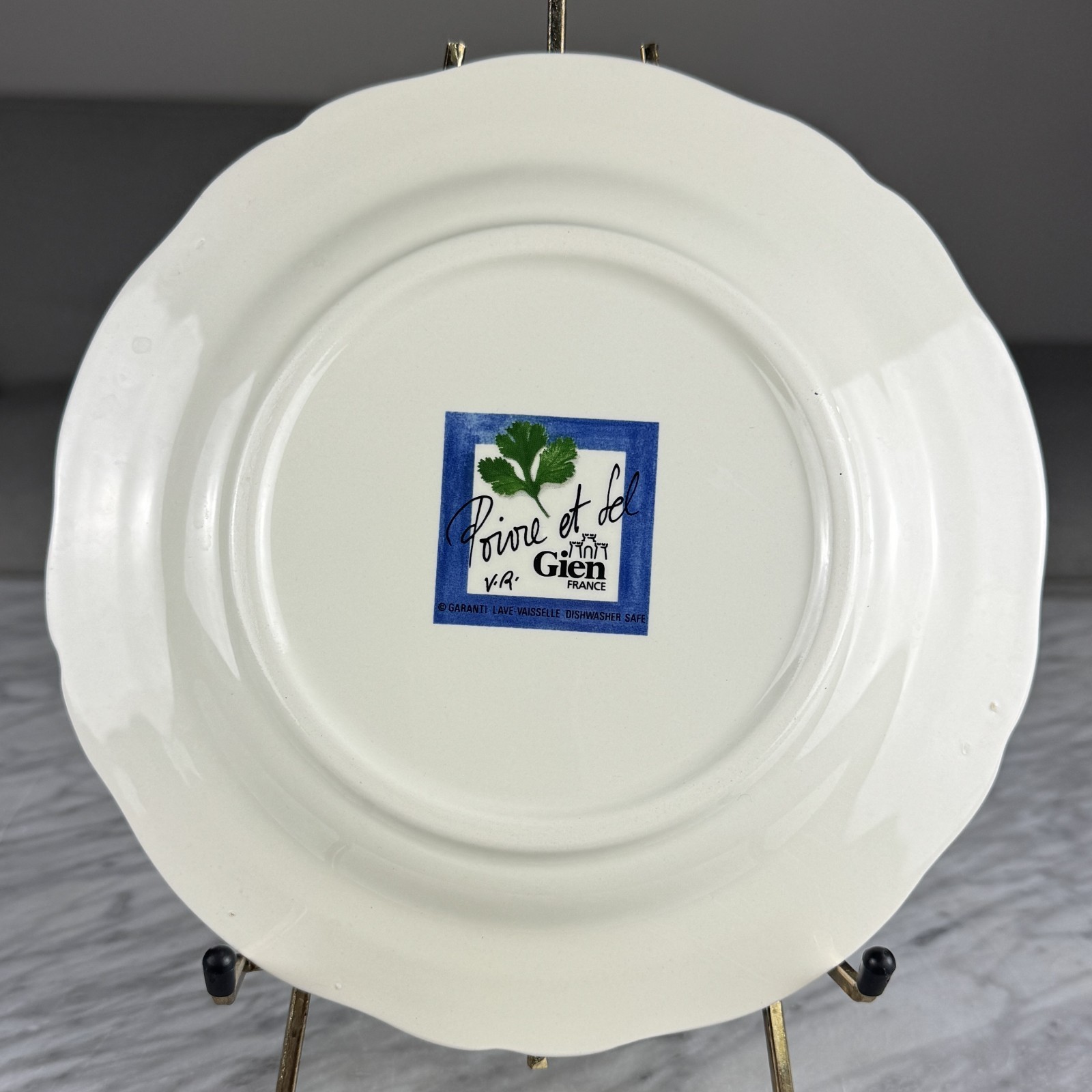 Set Of 6 POIVRE ET SEL BLUE Salad Plates 8.75″ Vintage Faiencerie De Gien France
