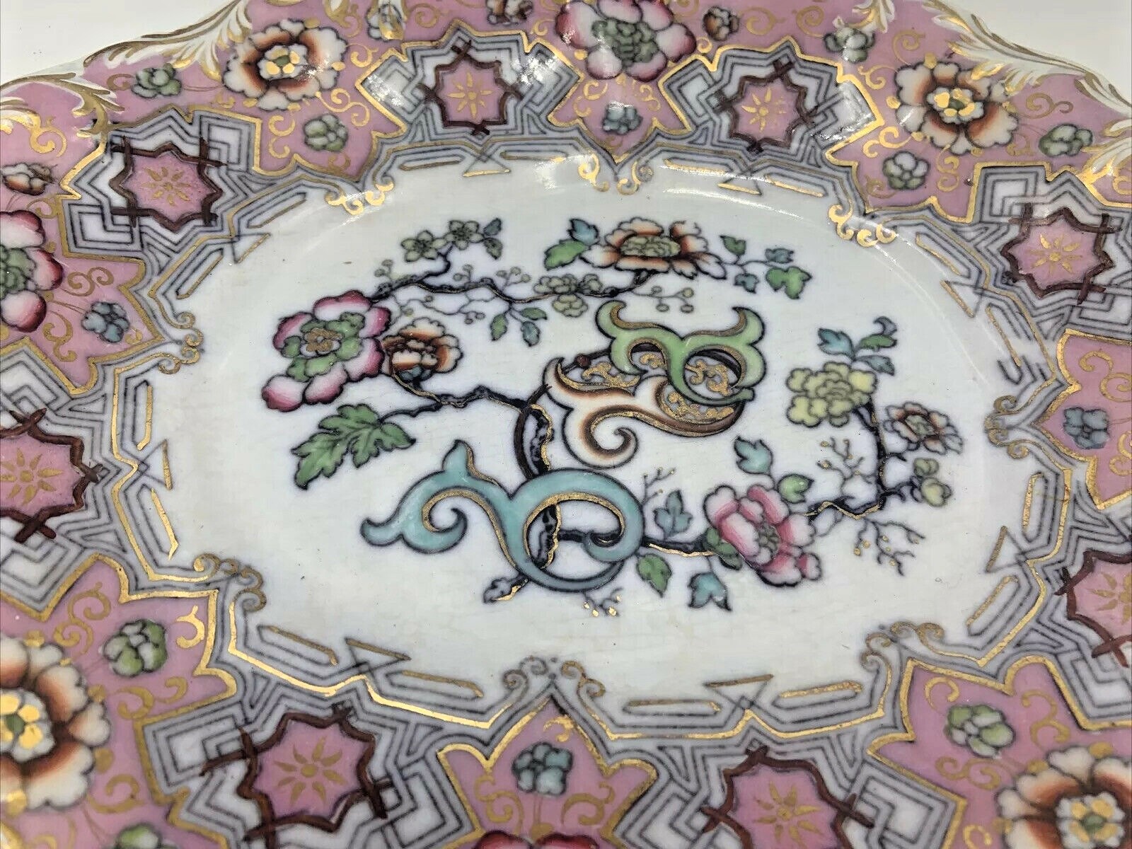 Antique French China Company Decorative Dish Ohio Hand Painted Oval Platter