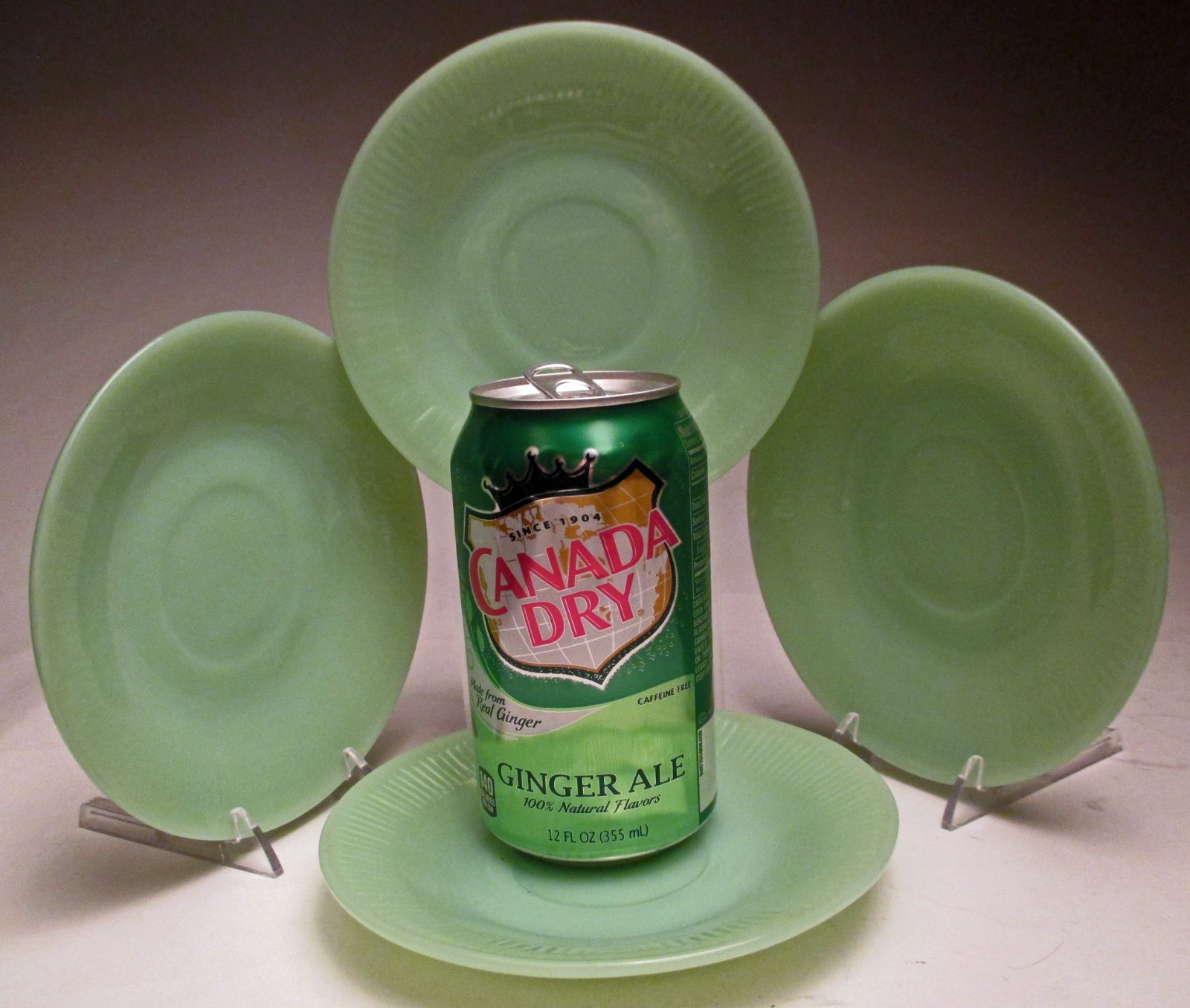 Vintage Fire King Jadeite Jane Ray Saucers Set 4 G3800 Size 5 ¾” wide 1945-1963
