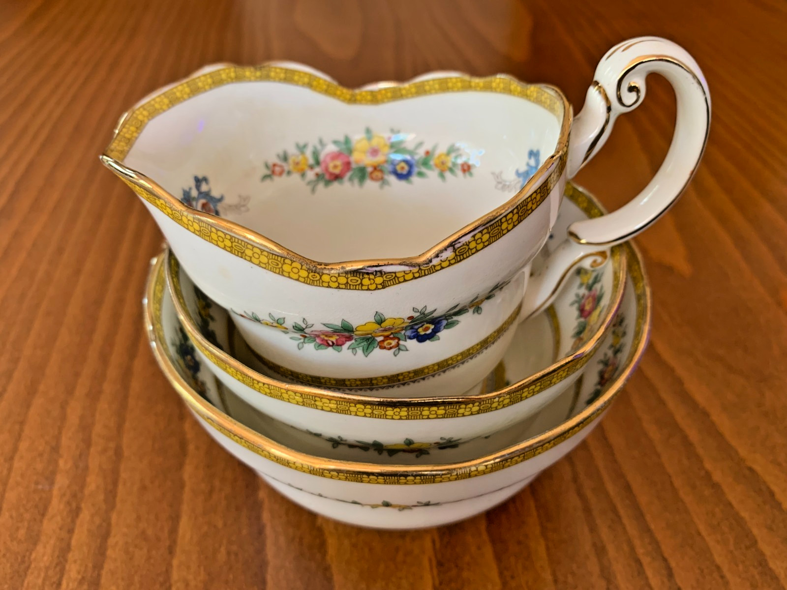 Art Deco PARAGON Fine China ONTARIO 5524 Set Milk Jug Two Sugar Nut Bowls c.1930
