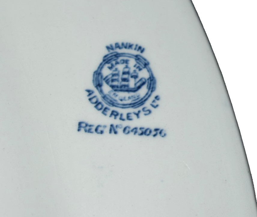 Antique 1915 Adderley England Nankin Blue Asian Scenes Ironstone Platter 15 3/4″