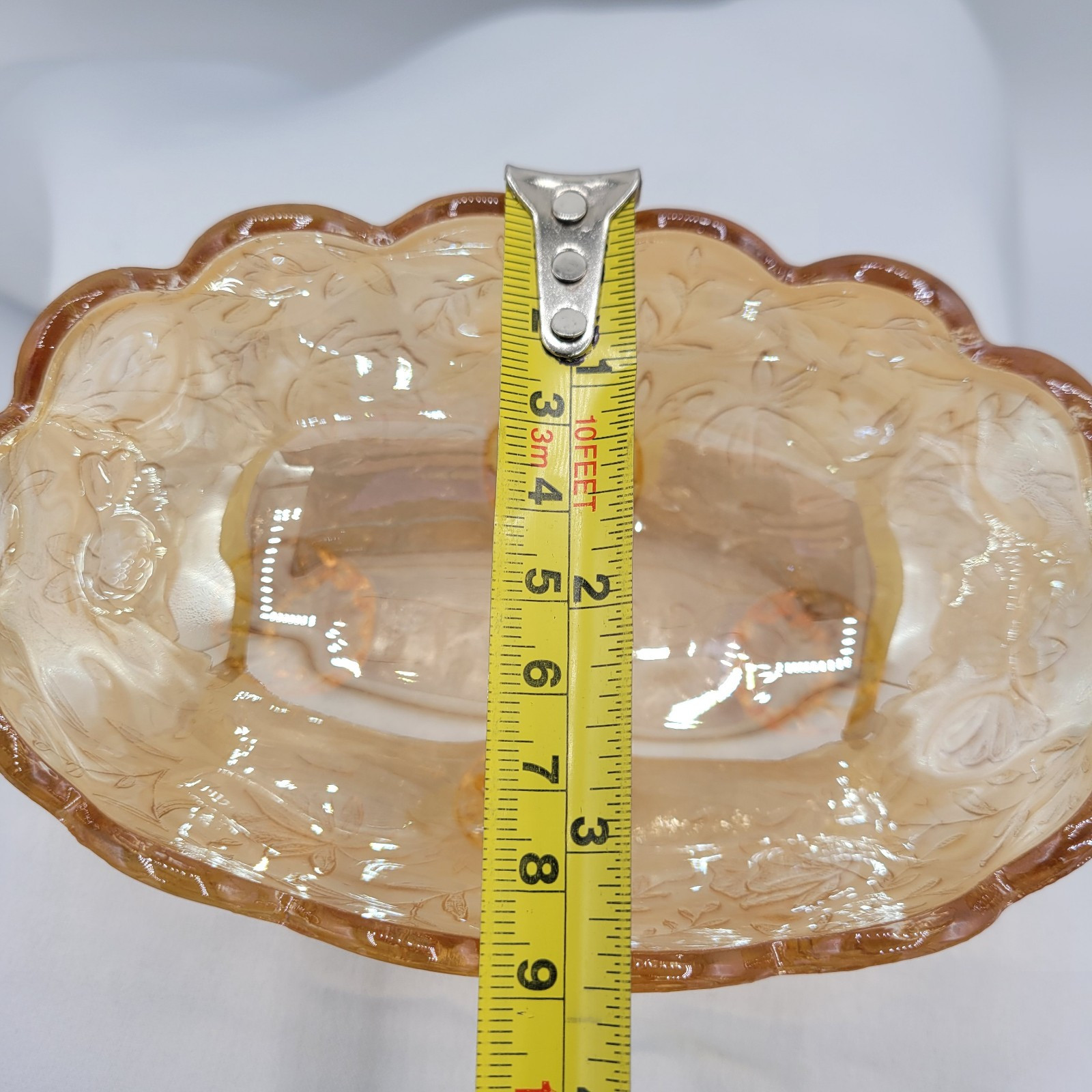 VTG Jeannette Floragold Footed Oval Candy Dish Floral Design