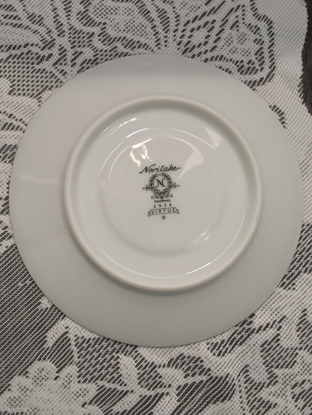 Noritake Virtue Tea Cup and Saucer Platinum Trim White & Blue Japan 2934 Vintage