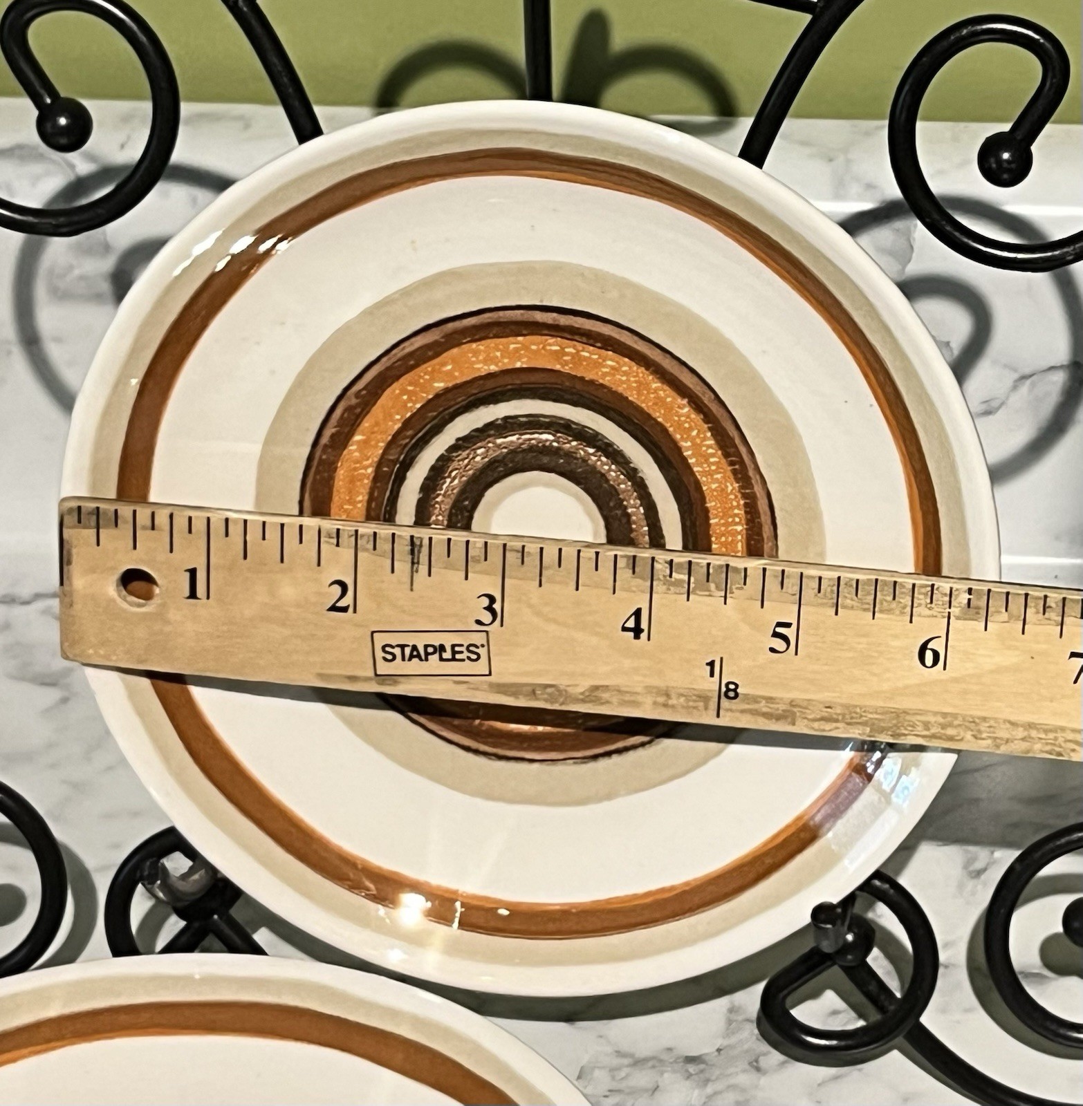 Set Of 7 Royal China Santa Fe Cavalier Ironstone Bullseye MCM Plates Retro USA