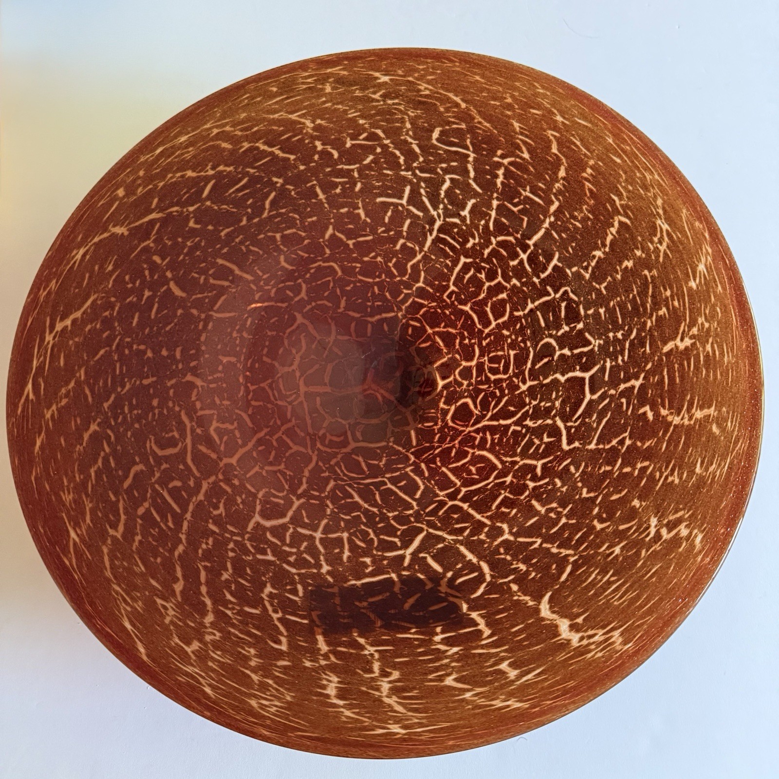 Large 15.5″ Brown Decorative Centerpiece Glass Bowl/Heavy/Ex Condition