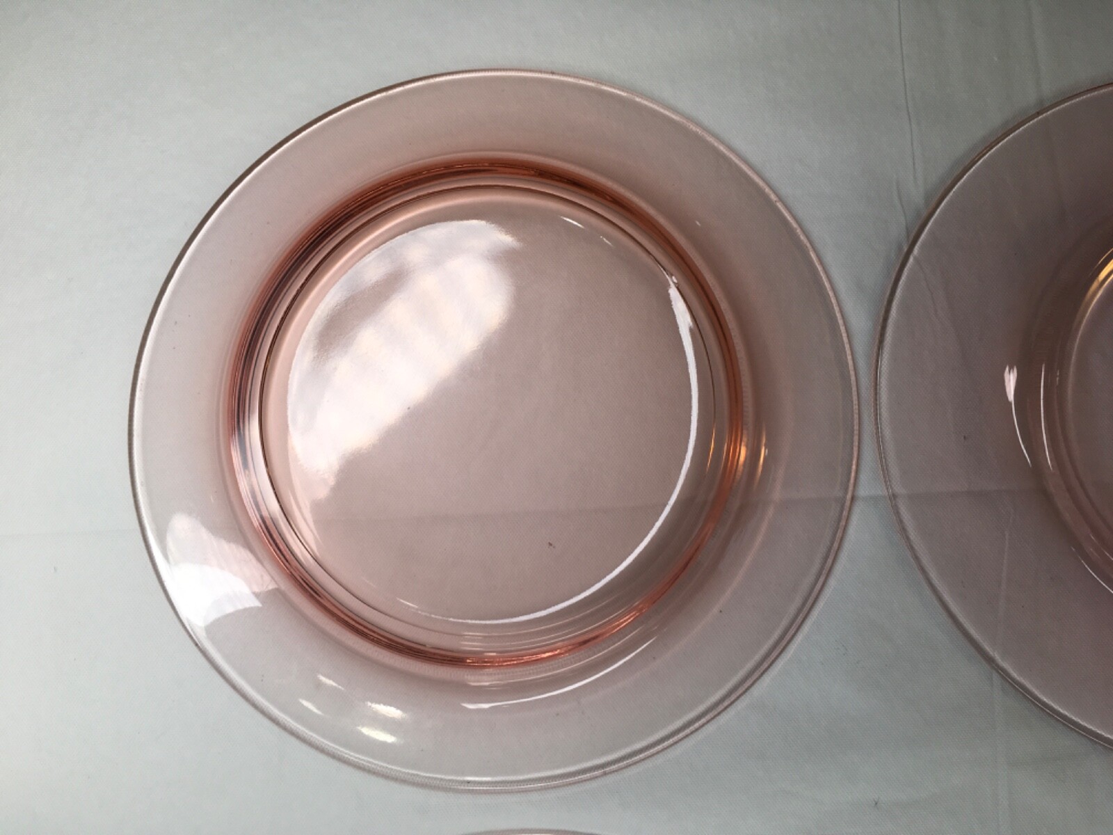 Pink Depression Glass Plates 7-3/4″ Blown Glass Salad Plates Pink Shade Varies 4