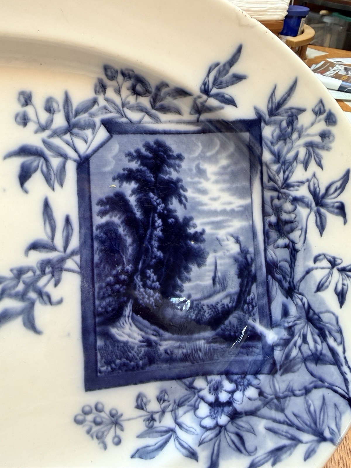 Davenport ‘Osborne’ Aesthetic Movement Flow Blue 15.5” Platter Very Nice!