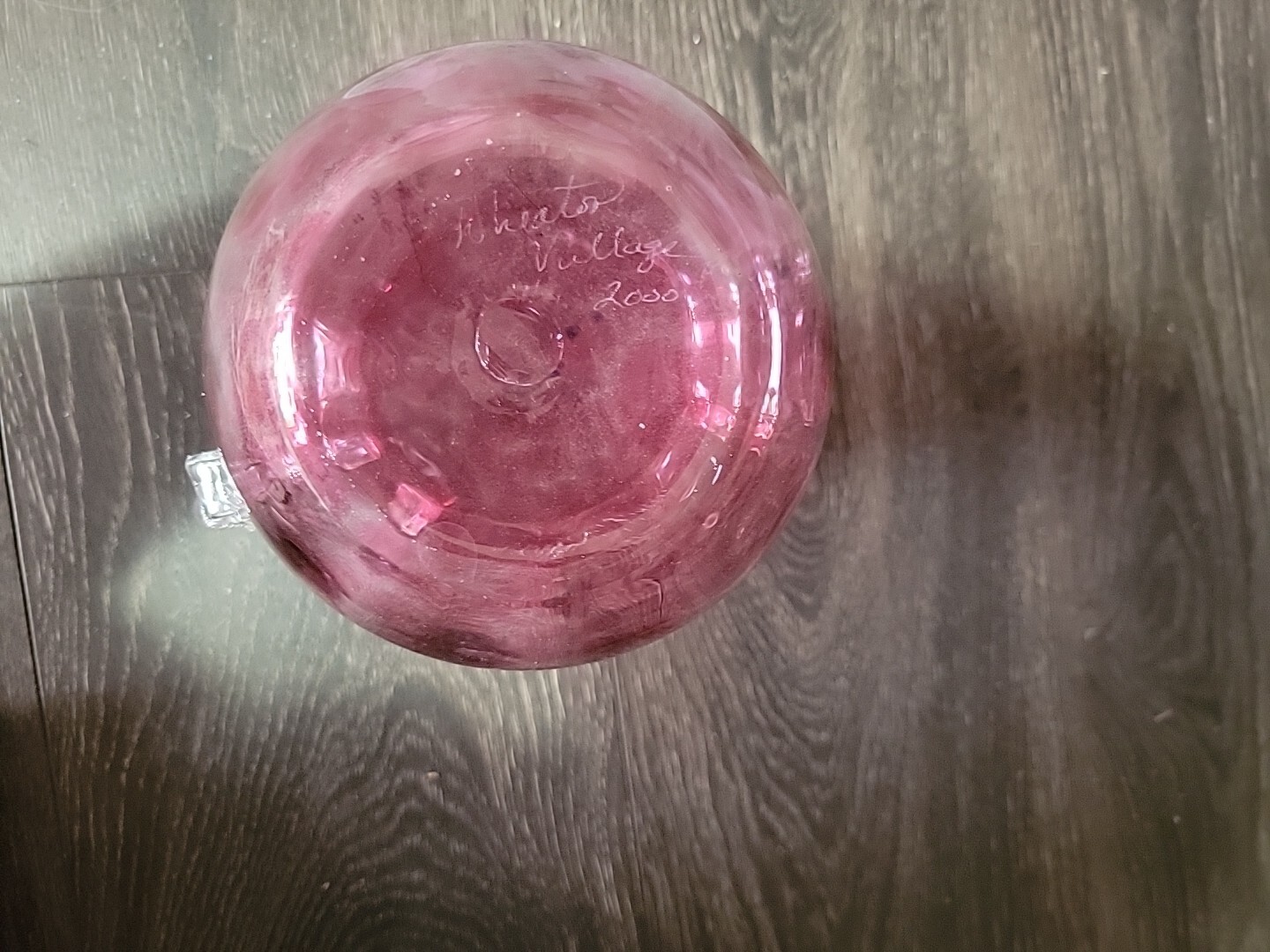 Signed Wheaton Village Studio Art Glass Cranberry Pink Pitcher NJ 9in 2000