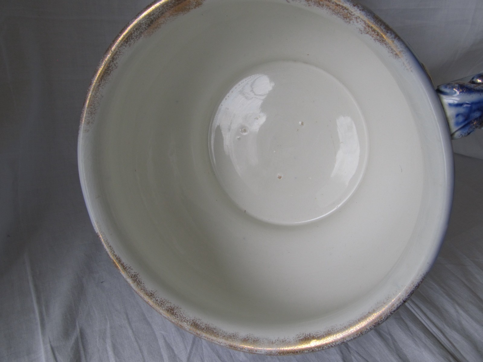 Victorian Flow Blue Chamber Pot Gold Gilt J&G Meakin “Moderna” Antique 1895-1915