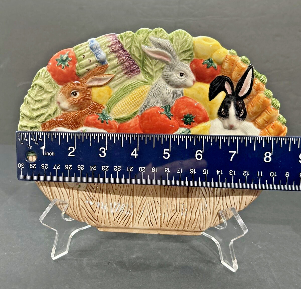 Vintage Fitz and Floyd 1995 Omnibus Bountiful Bunnies Small 8-1/2” Serving Plate
