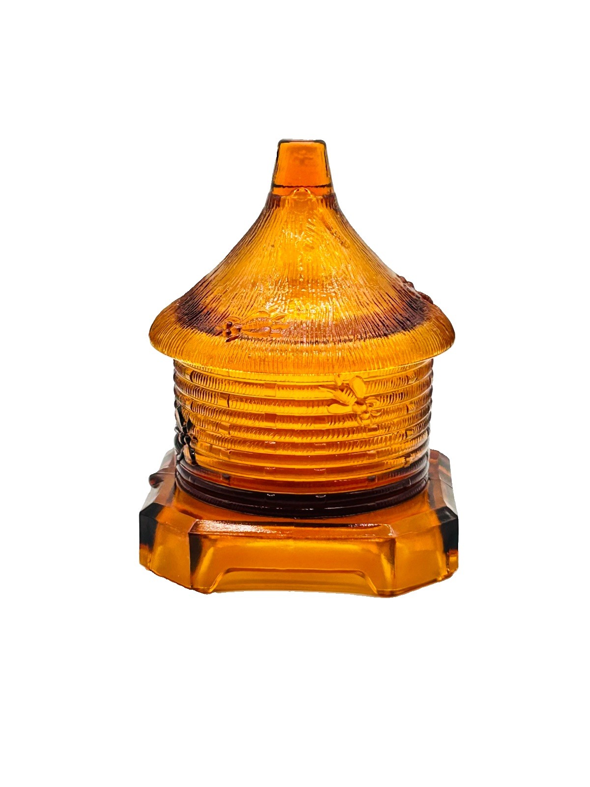 Amber Glass Bee Hive Honey Jar – Whimsical Home Decor Bee Box