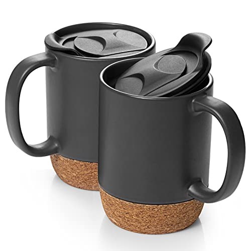 Coffee Mugs, 15 oz Mug Set of 2, Large Ceramic 15 fl oz (Set of 2) Matte Grey