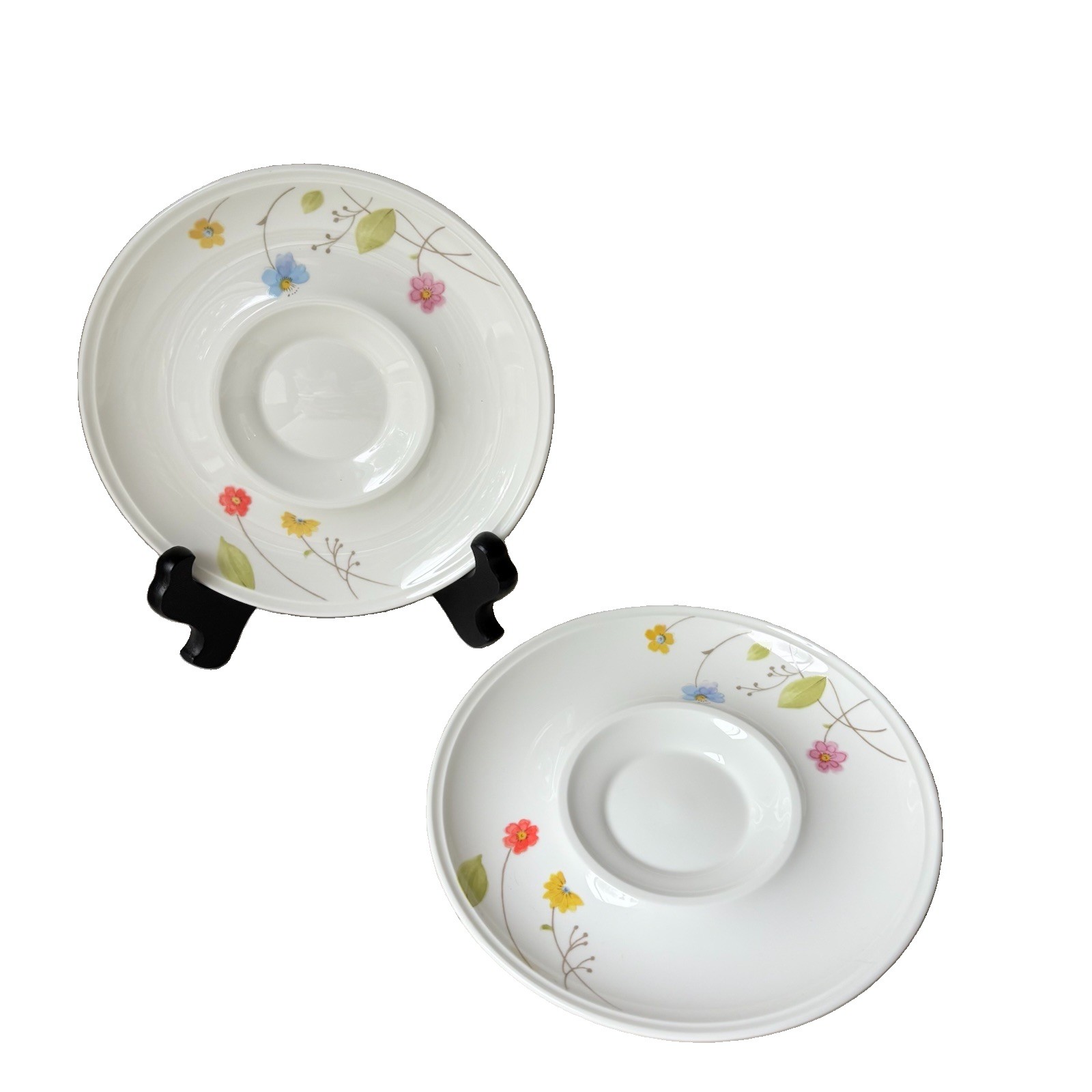 (2) Mikasa Just Flowers Coffee Cup Saucers 6.25 in Bone China Japan A4-182