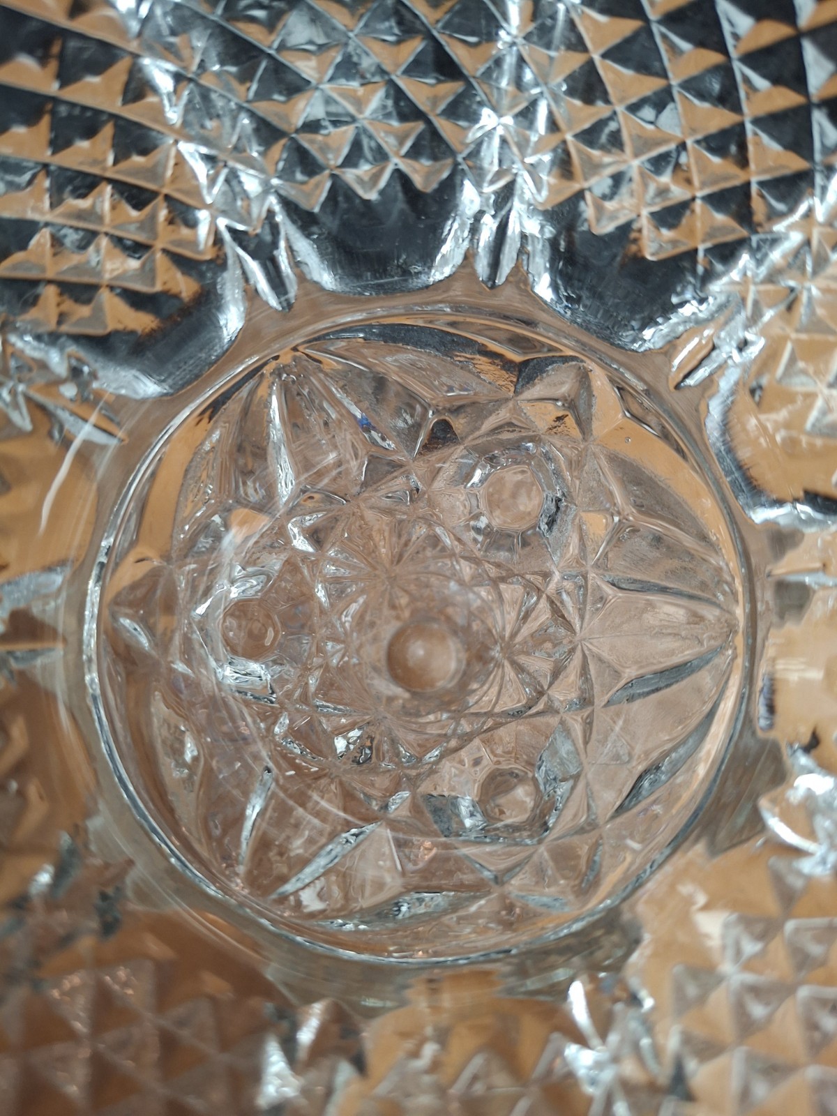 Early AMERICAN BRILLIANT 24 % Crystal Glass Antique Daisy Button Pedestal Bowl