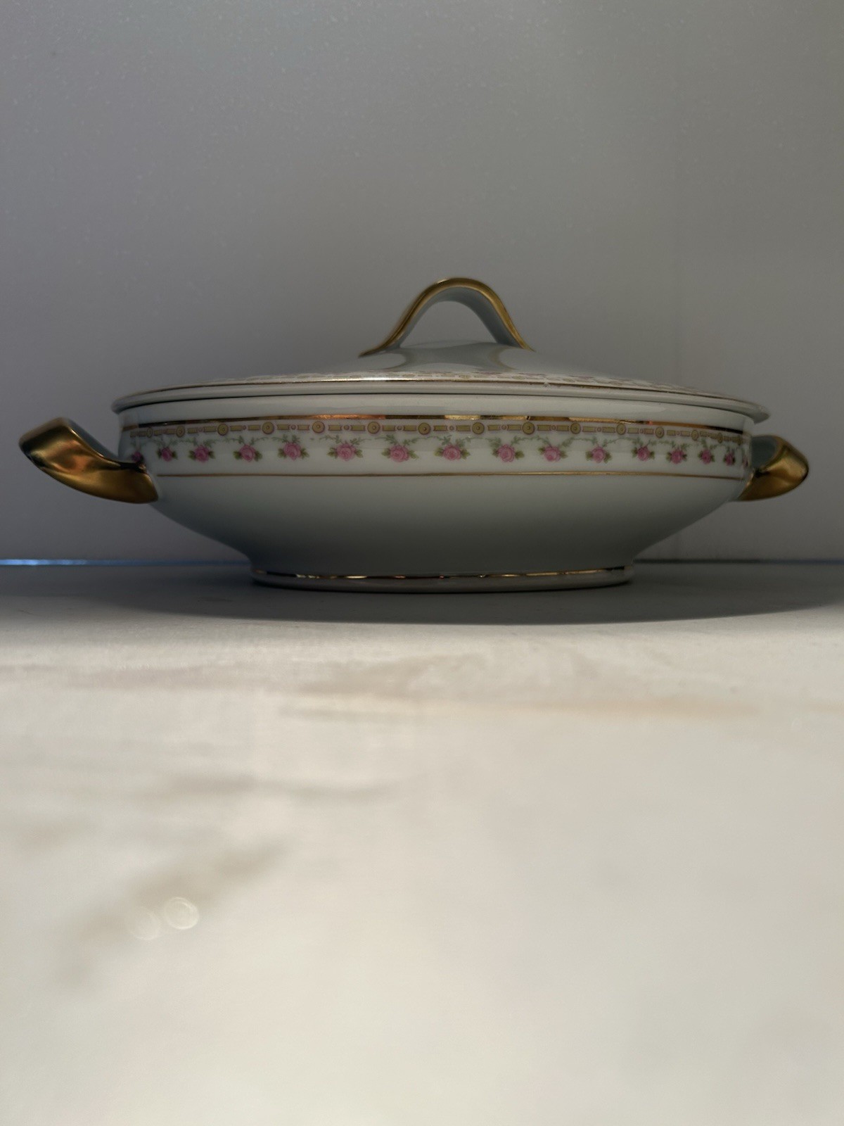 Elegant Vintage Pirkenhammer Czechoslovakia Pink Rose Gold Tureen – Oval Covered