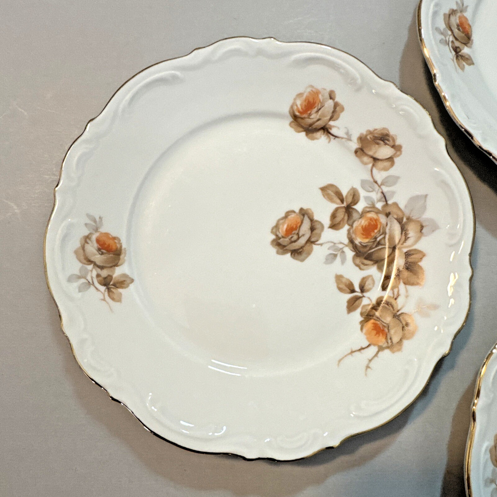 8 Vintage Mitterteich Norway Rose Bavaria Germany Bread Butter Plates 6-3/4″