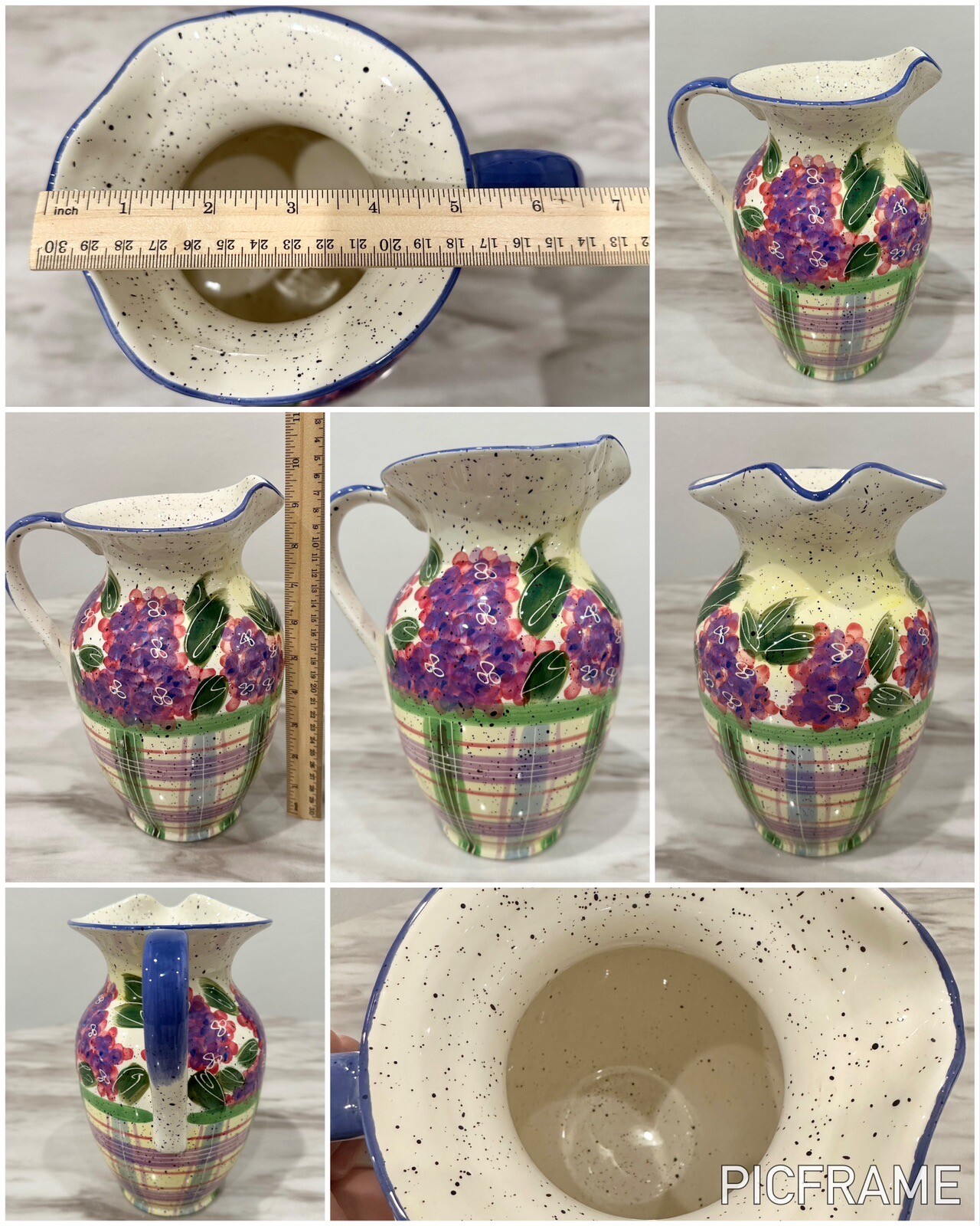 Vintage 15 Piece Enesco Julie Ueland Dinner Set Purple Hydrangeas Flowers Plates