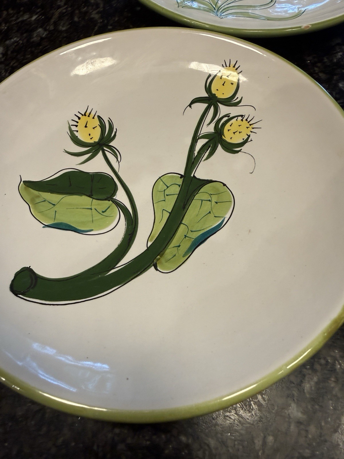 VTG La Primula Italy Decorata a Mano Botanical Salad Plates 7.75” Set of 6