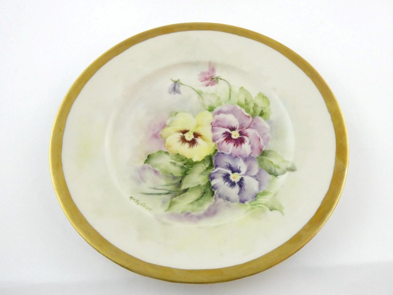 6 Hand Painted Vintage 1970s Porcelain Salad Plates Flowers Hydrangea Daisy VGC