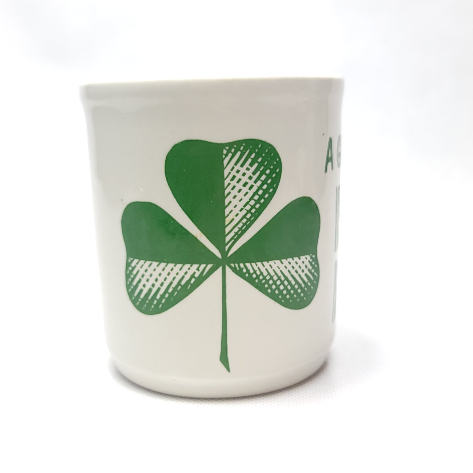 Vintage C&E England Mug Shamrock Clover Internal Handle Ceramic Irish Funny Gag