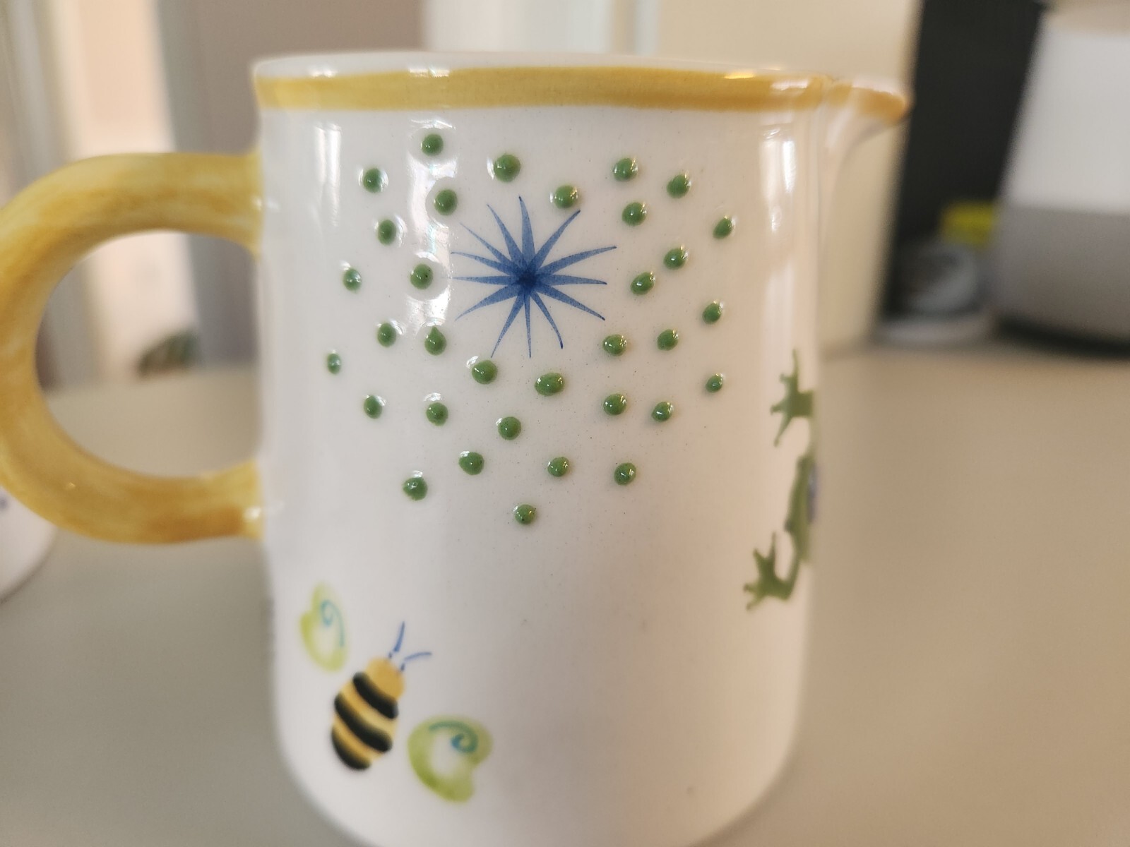 Bico China Cream Pitcher / Sugar BowlWhite Yellow Frog Bumble Bee Lady Bug Flowe