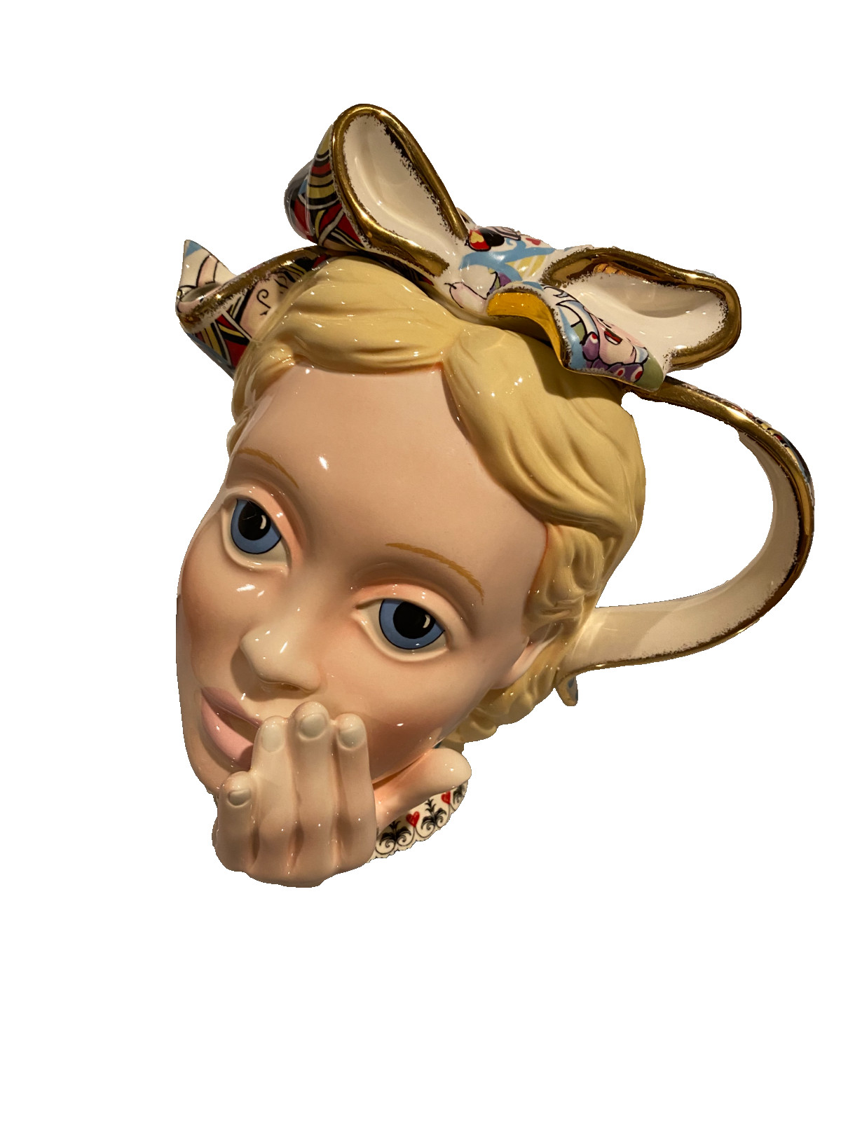 Paul Cardew Disney Alice in Wonderland small Head Teapot Bow Lid