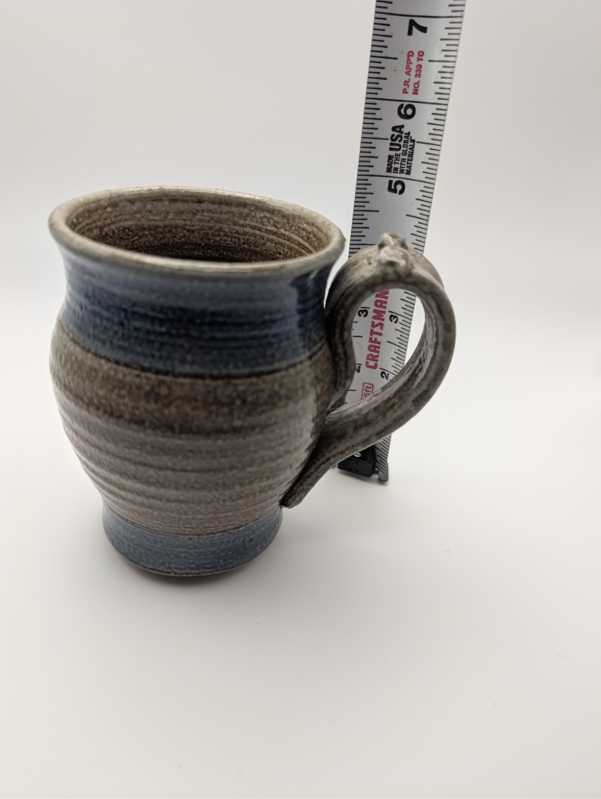 Stoneware Pottery Ceramic Mug Coffee Cup Blue & Brown & Gray