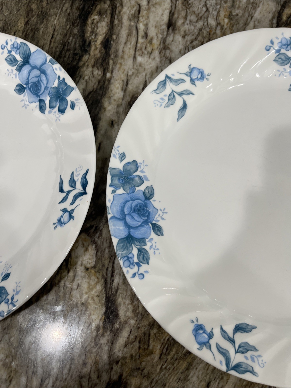 Vintage 5 Corelle Corning Blue Velvet Rose Vitrelle Dinner Plates 10 1/4″ 🇺🇸