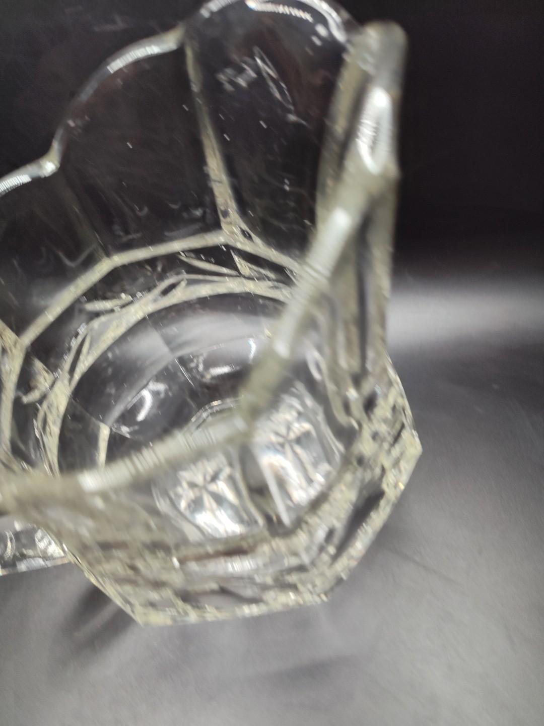 Vintage Heavy Paneled Clear Glass 7”H x 8″L x 5″W Pitcher Juice