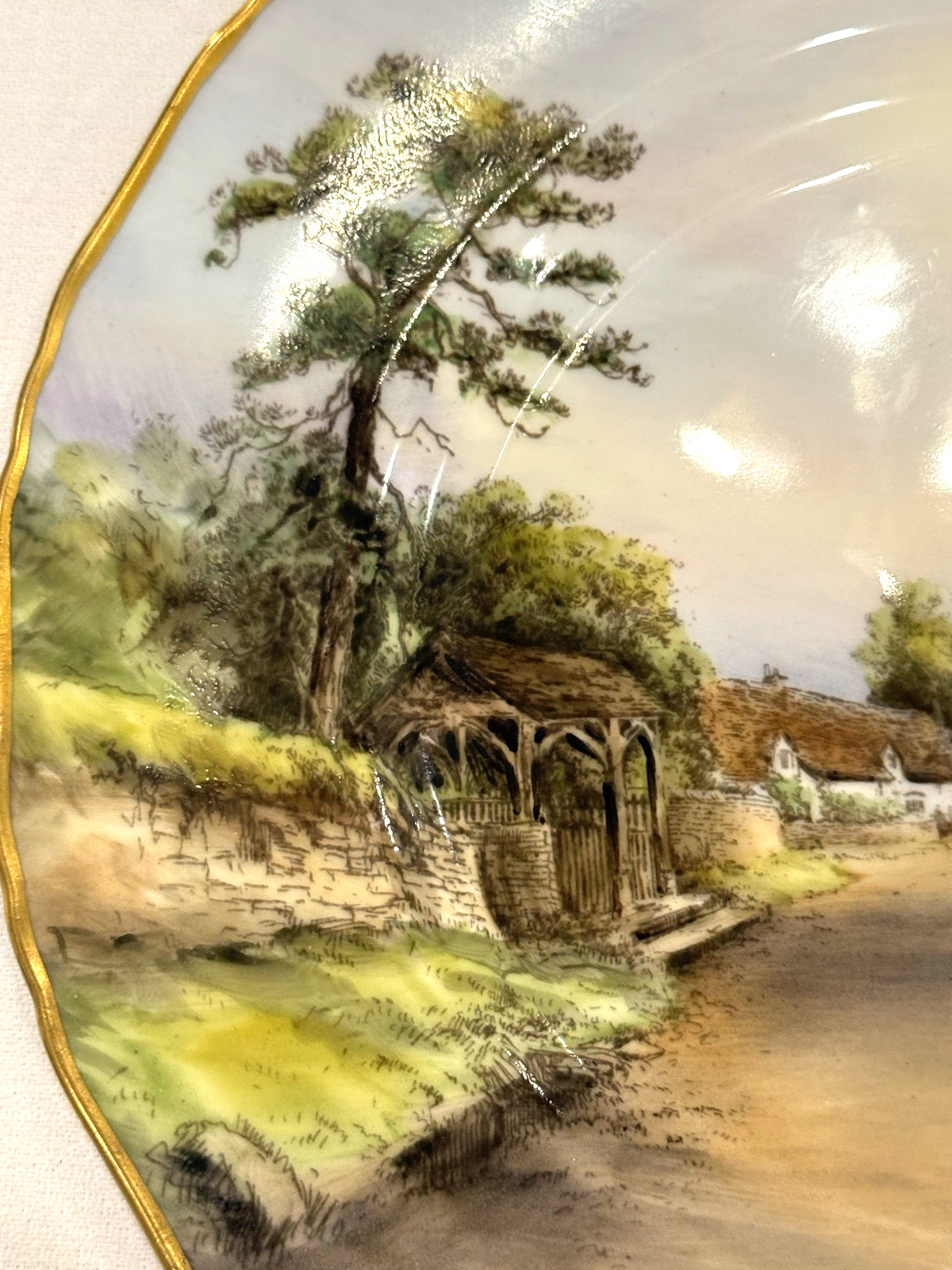 Pristine 1952 Royal Worcester Welford on Avon Plate Signed P. Love 10.5″