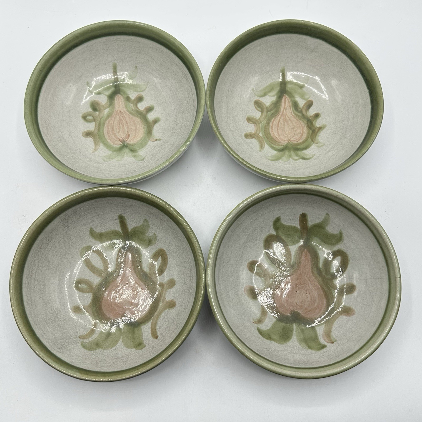 4 Louisville Stoneware Pottery Harvest Pear Soup Cereal 6.5” Bowls SCRATCHED