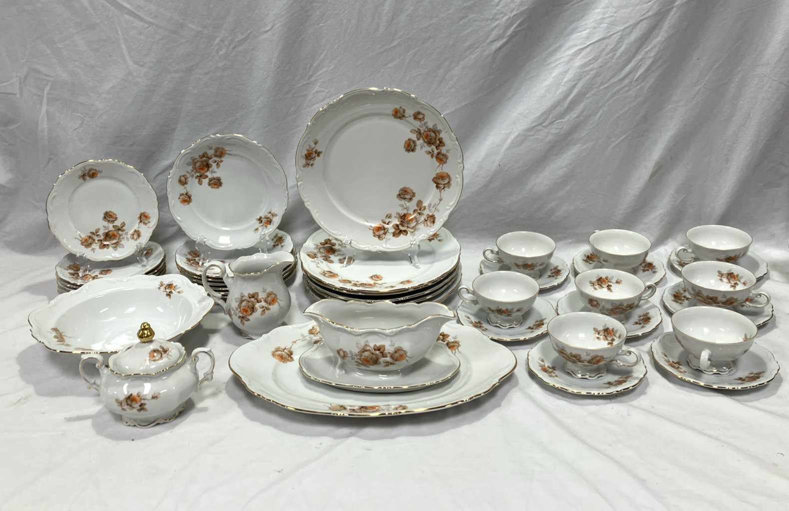 Mitterteich Bavaria Germany Norway Rose 42 Pc Porcelain Dinnerware China